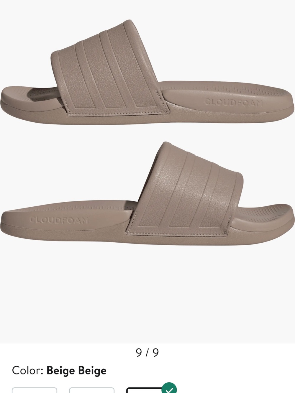 adidas Men’s Cloudfoam Slides in Beige Taupe worn once